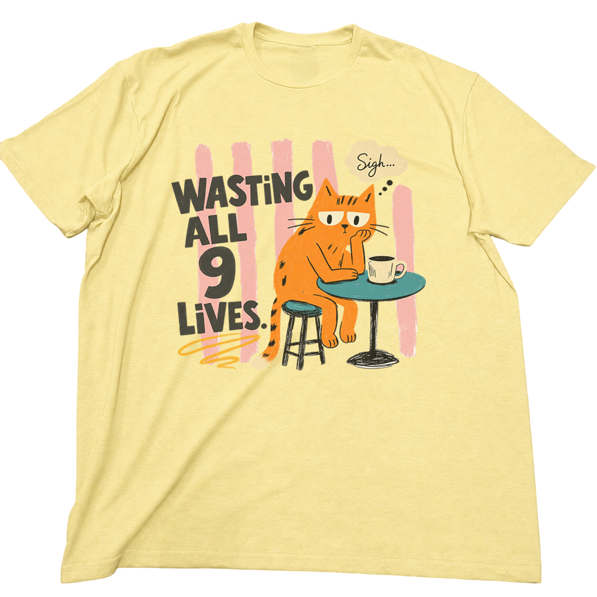 Wasting All 9 Lives Cat T-Shirt