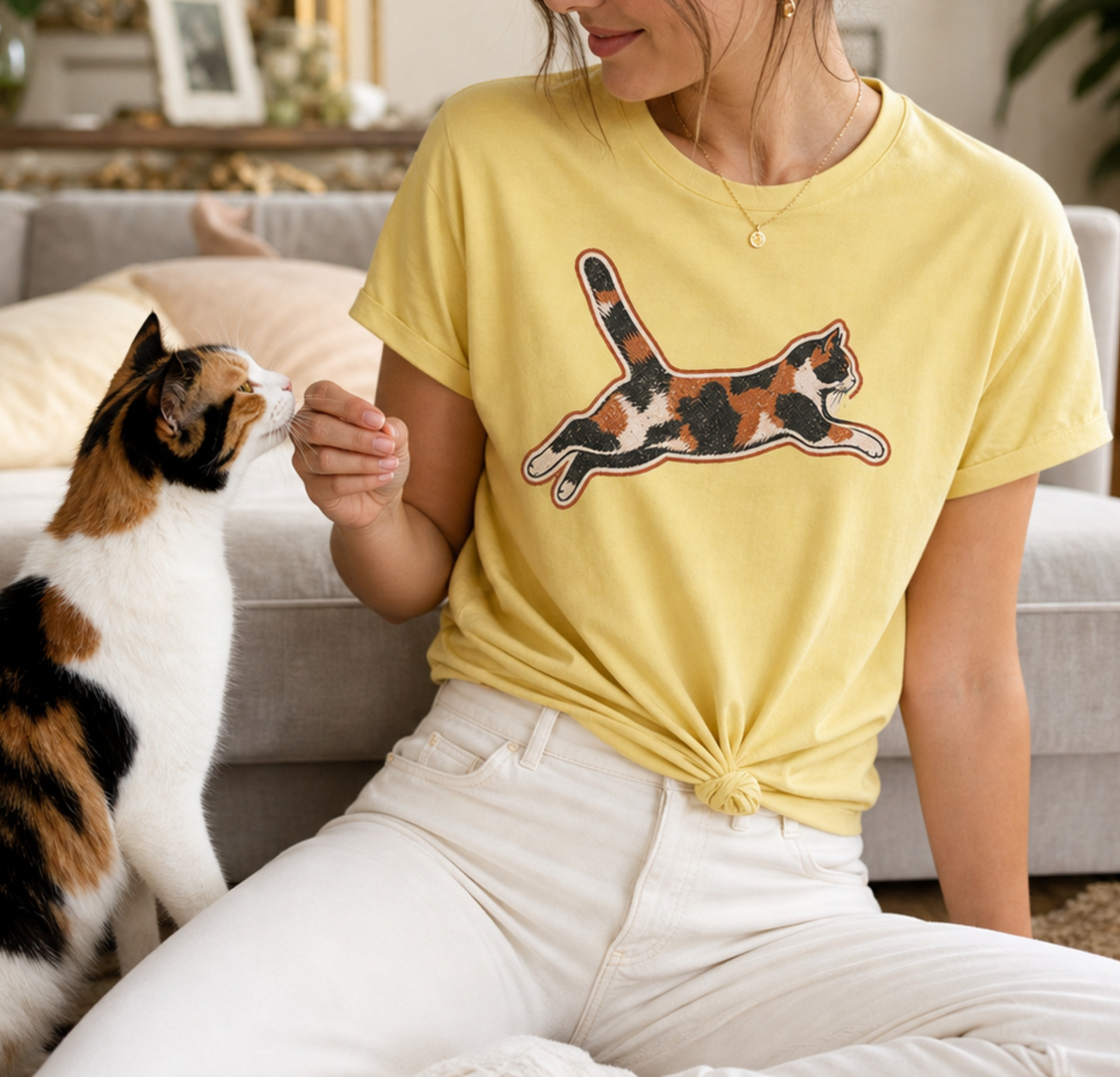 Calico Chaos Agent Cat T-shirt