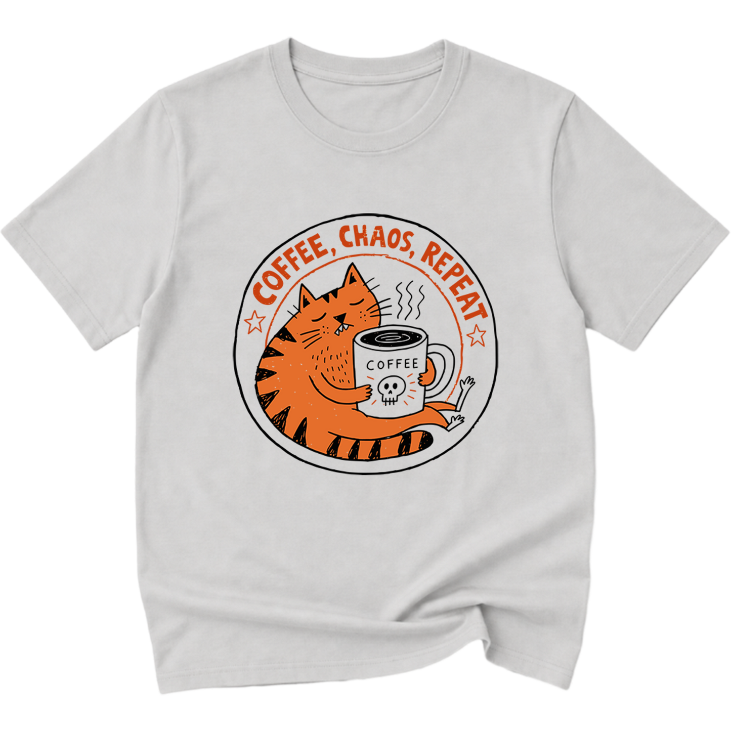 Coffee Chaos Repeat Cat T-Shirt