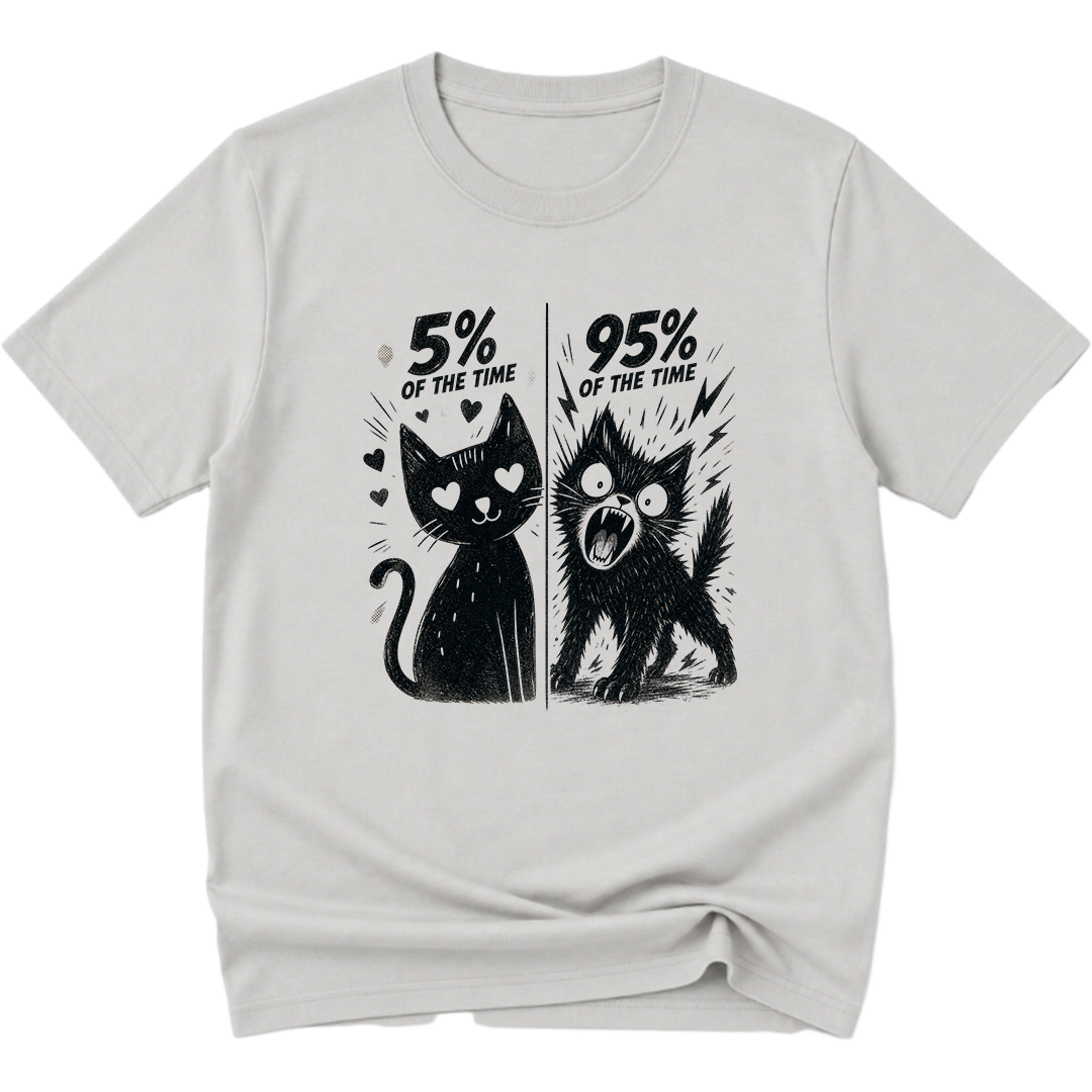 5% / 95% Cat's Two Sides Split Personality T-Shirt