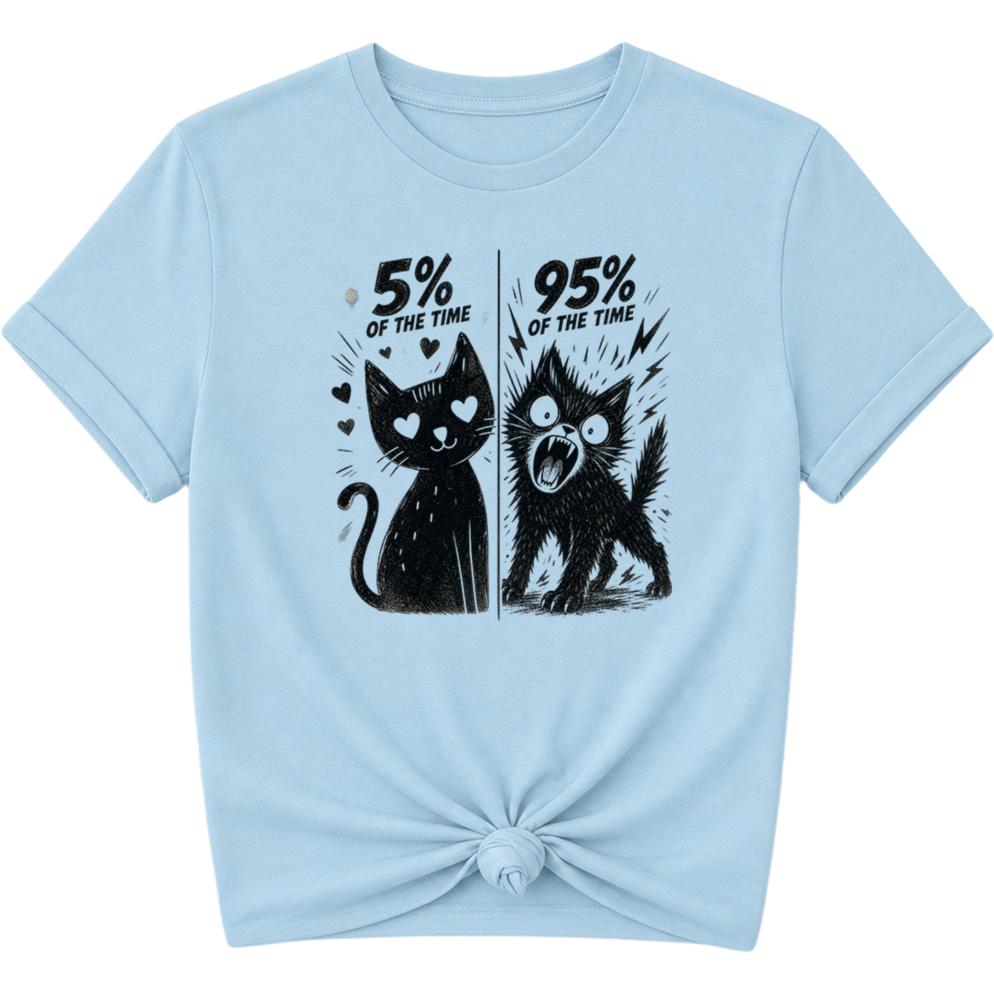 5% / 95% Cat's Two Sides Split Personality T-Shirt