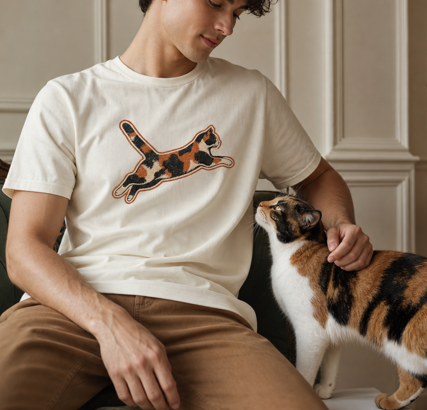 Calico Chaos Agent Cat T-shirt