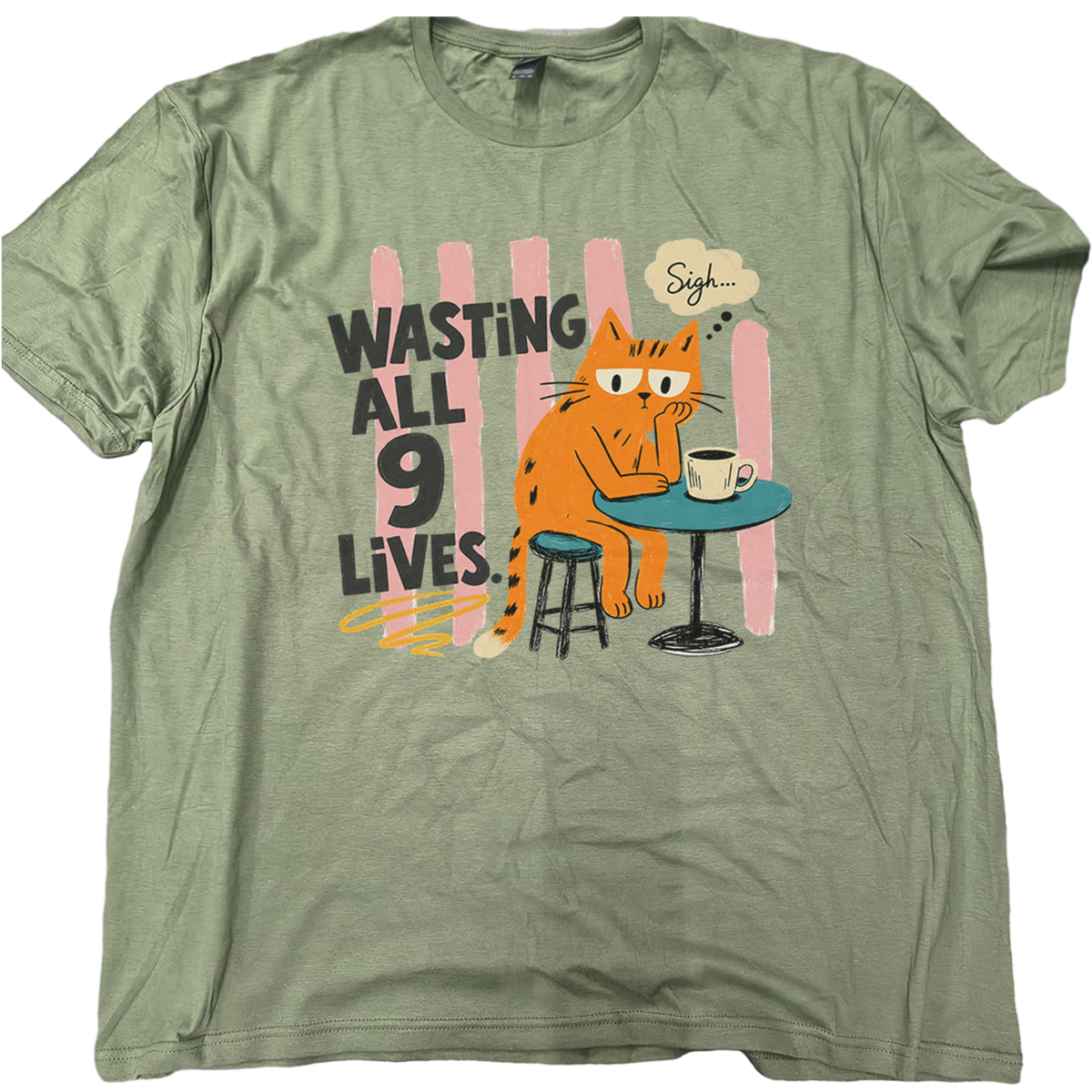 Wasting All 9 Lives Cat T-Shirt