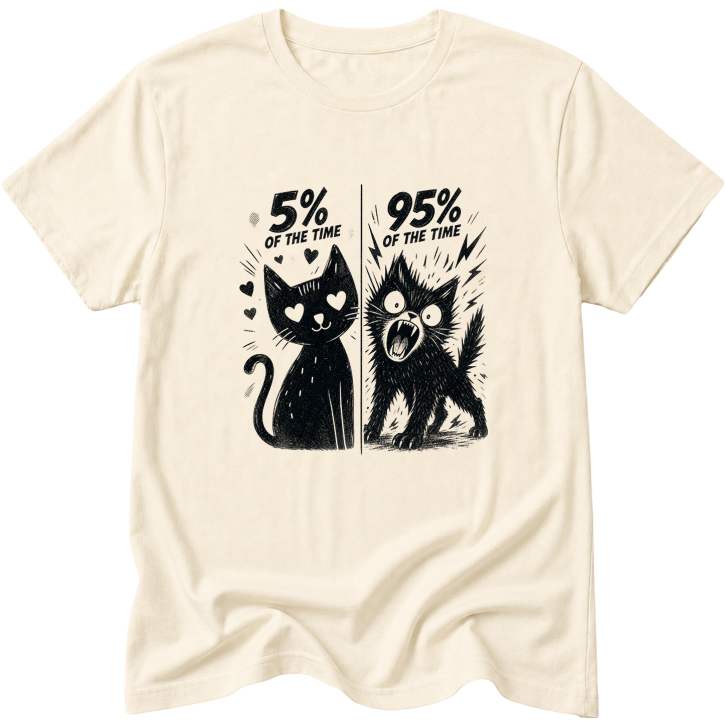 5% / 95% Cat's Two Sides Split Personality T-Shirt