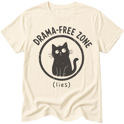 Drama Free Zone Lies Cat T-Shirt