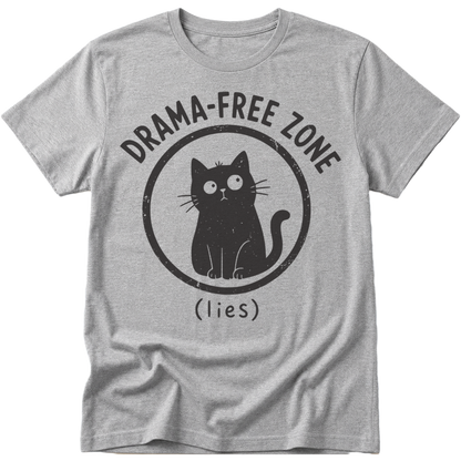 Drama Free Zone Lies Cat T-Shirt