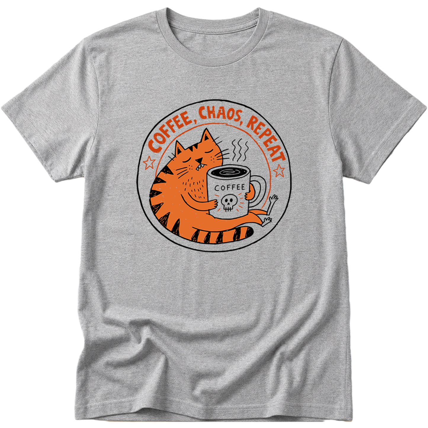 Coffee Chaos Repeat Cat T-Shirt