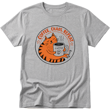 Coffee Chaos Repeat Cat T-Shirt