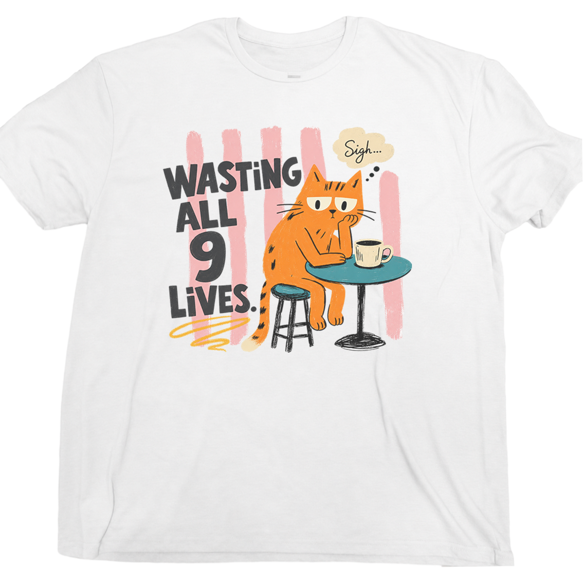 Wasting All 9 Lives Cat T-Shirt